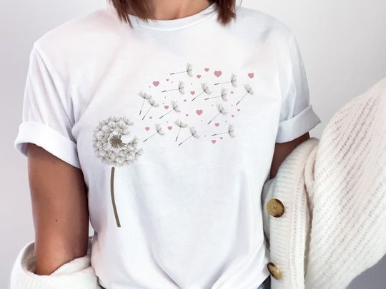 Discover Unisex Dandelion And Hearts Tshirt, Windflower Meditation