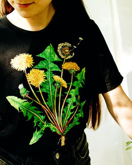 Discover Dandelion shirt. Floral Shirts. Wildflower Shirt. Botanical plant