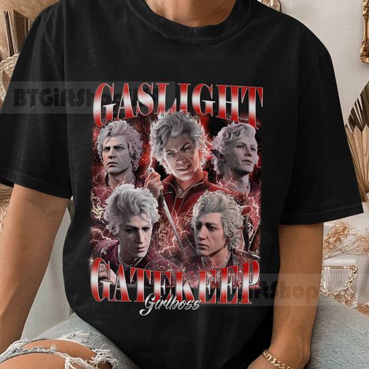 Discover Vintage Astarion Baldurs Gate Bootleg shirt, Gaslight Gatekeep T Shirt