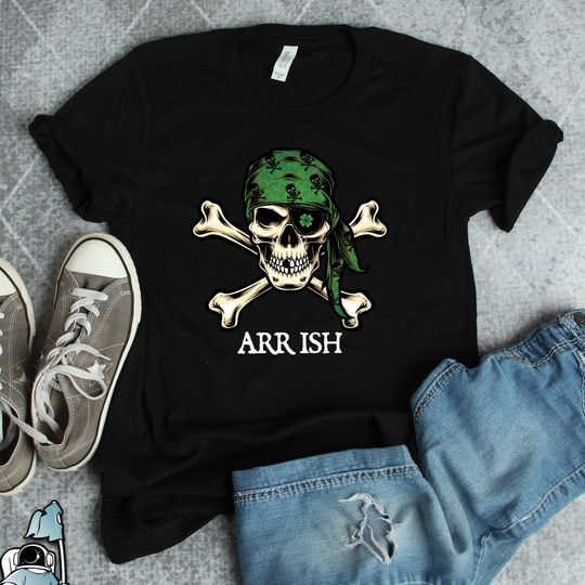 Discover Pirate Skull St Patrick's Day Shirt, Horror St Patrick's Day Shirt, Lucky Irish Shirt, Shamrock Shirt