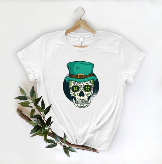 Discover Sugar Skull St Patrick's Day Shirt, Horror St Patrick's Day Shirt, Lucky Irish Shirt, Shamrock Shirt