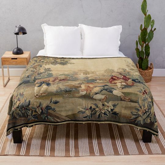 Discover Aubusson  Antique French Tapestry Print Throw Blanket
