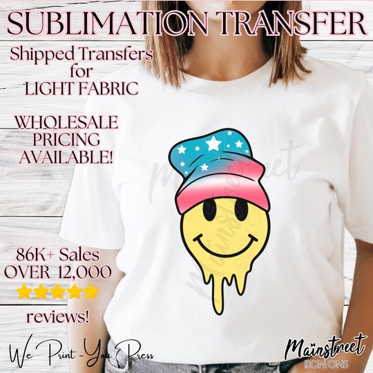 Discover Smile Beanie Patriotic 4th of July Sublimation Print - Ready to Press