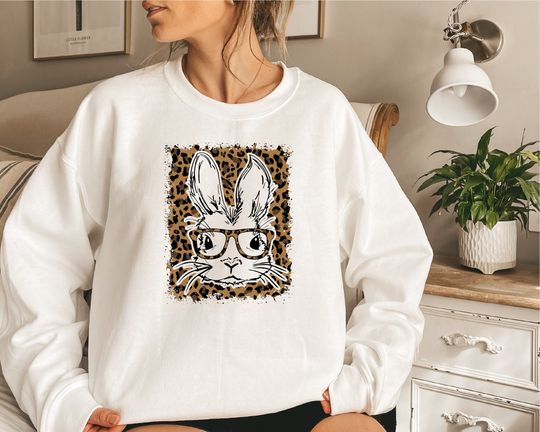 Discover Easter Leopard Frame Easter Bunny Sweatshirt