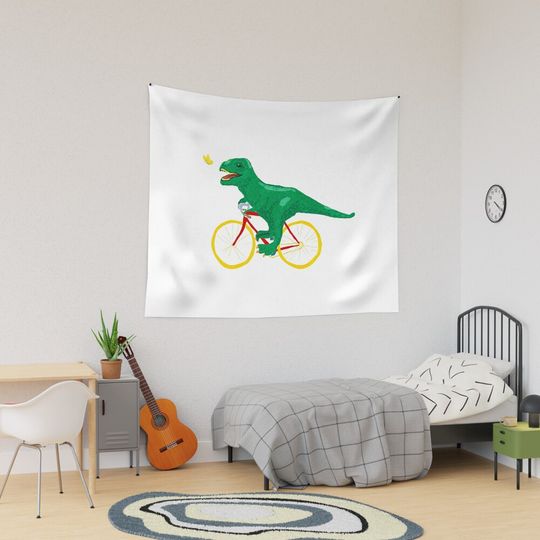 Discover Dino on bike Tapestry