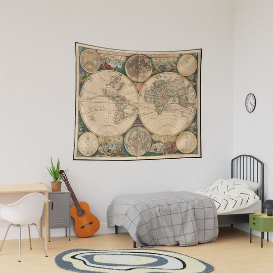 Discover Vintage Map of The World Tapestry