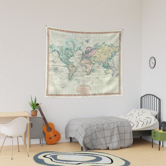 Discover Vintage Map of The World Tapestry