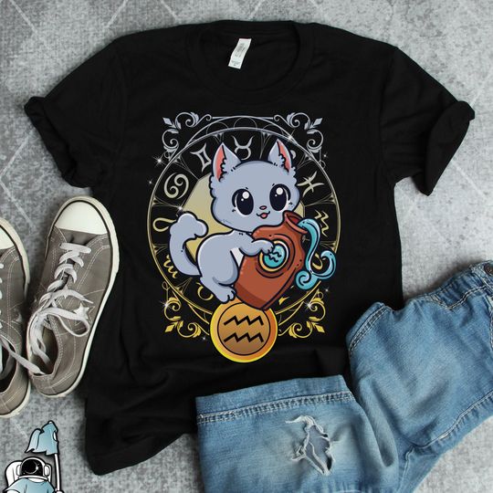 Discover Aquarius Horoscope Cat T-Shirt