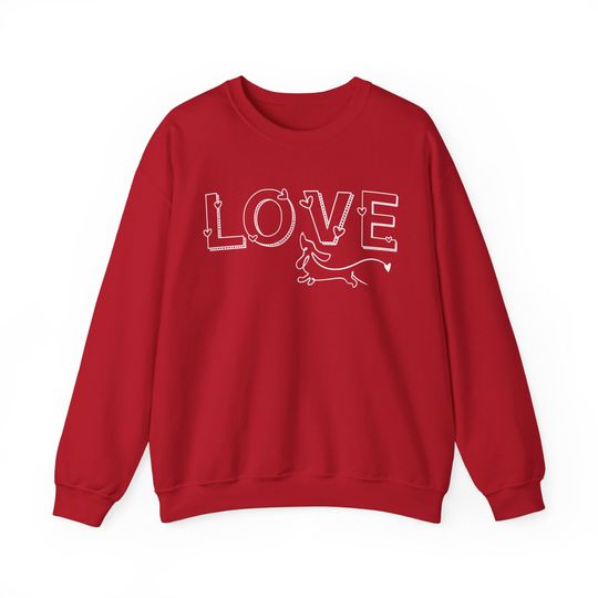 Discover Love Dachshund Crewneck Sweatshirt, Valentine's Day Dachshund