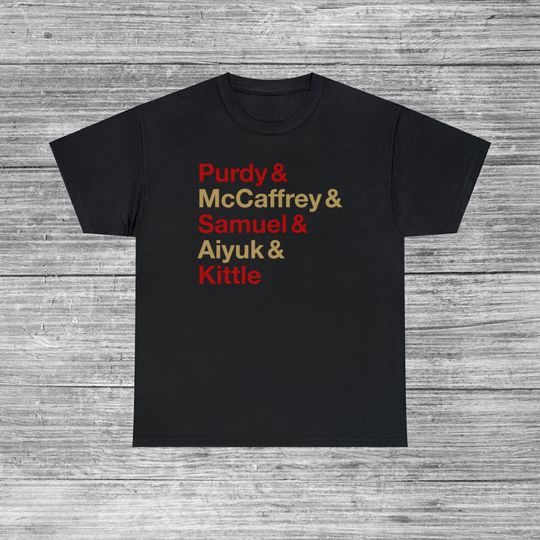 Discover Purdy McCaffrey Samuel Aiyuk Kittle Shirt, San Francisco Forty Niners Game Day Fan