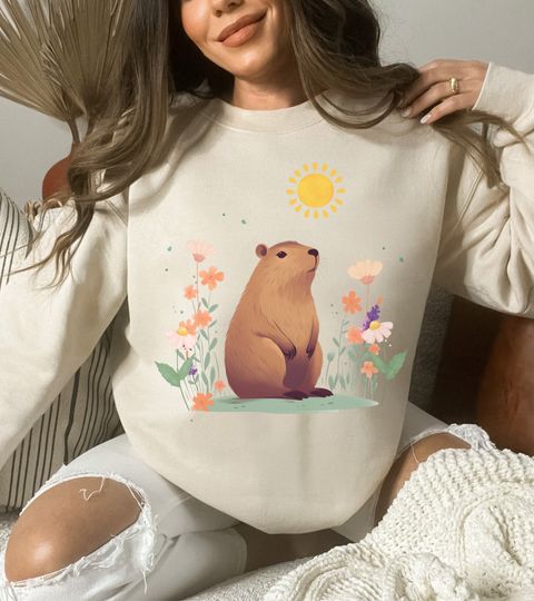Discover Cute Capybara Sweatshirt Gift