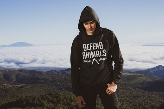Discover Defend Animals Motivational Quote Vegan Hoodie