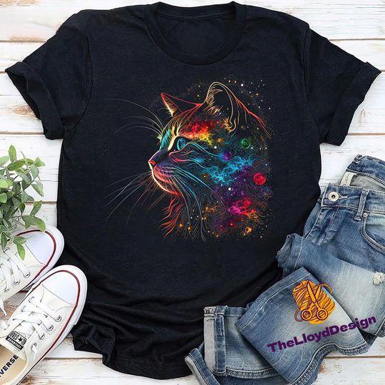 Discover Vintage Galaxy Cat T-Shirt, Space Cat Shirt