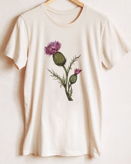 Discover Scottish Thistle Botanical Flora Art T-Shirt