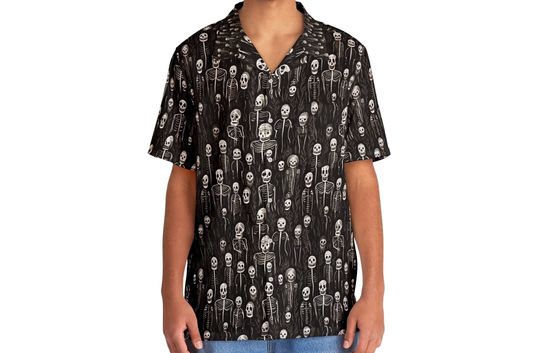 Discover Skeleton Hawaiian Shirt for Halloween, Day of the Dead, Music Festivals