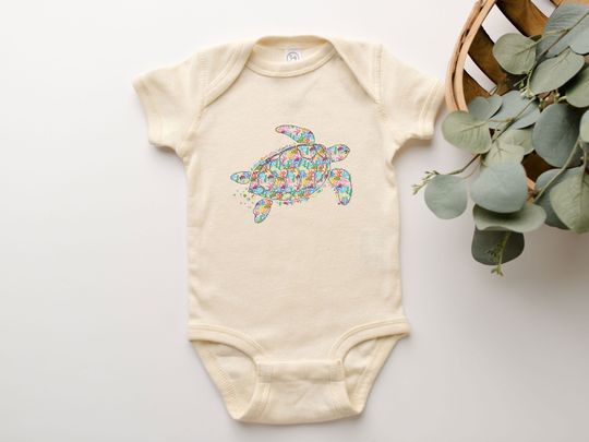 Discover Rainbow Turtle Onesie Colorful Aesthetic Ocean Beach Coral Turtle Graphic Tee