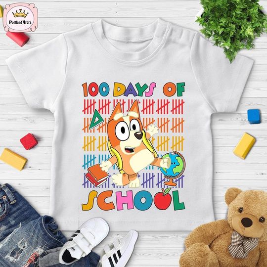 Discover Bingo Heeler 100 Days of School Shirt, BlueyDad 100th Day School Shirt