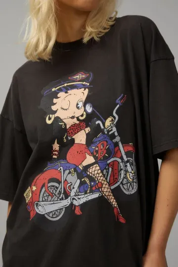 Discover Lcn Betty Boop Oversized Graphic Tee T Shirt