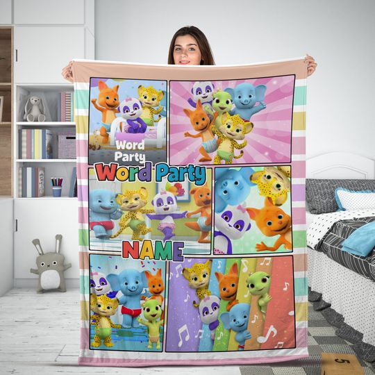 Discover Personalized Name Word Party Blanket, name Word Party Fleece Blanket