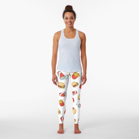 Discover Fast Food Seamless Pattern Leggings