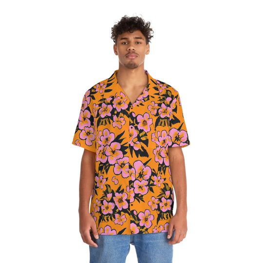 Discover Yellow Floral Short Sleeve Button Up Shirt - Vintage Aloha Hawaii Shirt