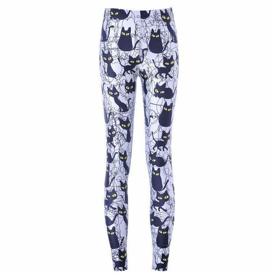 Discover Black Cat Stretch Funky Leggings