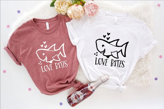 Discover Love Bites Shark Shirt, Couple Matching Love Shirt, Couples Gift, Couples Outfits