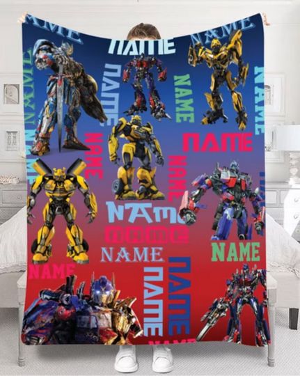 Discover Personalized Name Transformers Blanket, Transformers Birthday Blanket