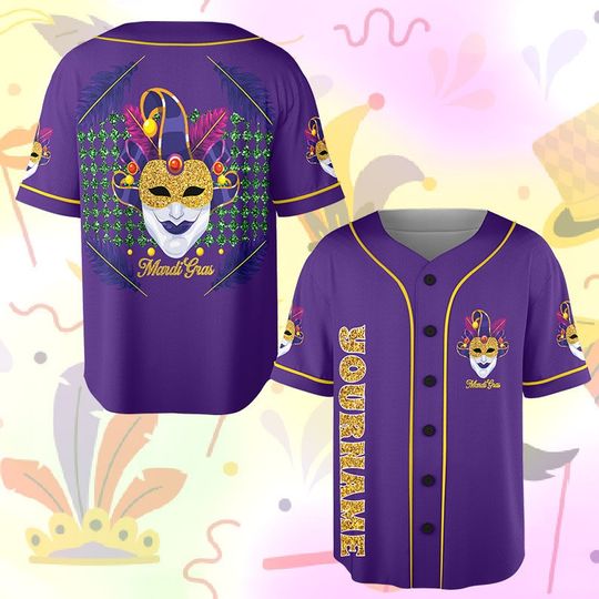 Discover Personalized Mardi Gras Baseball Jersey