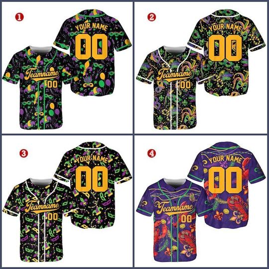 Discover Personalized Mardi Gras Baseball Jersey