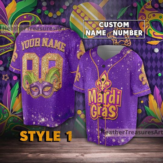 Discover Custom Name Mardi Gras Baseball Jersey