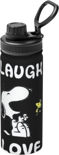 Discover Funny Snoopy Stainless Steel Water Bottle Sport Lid