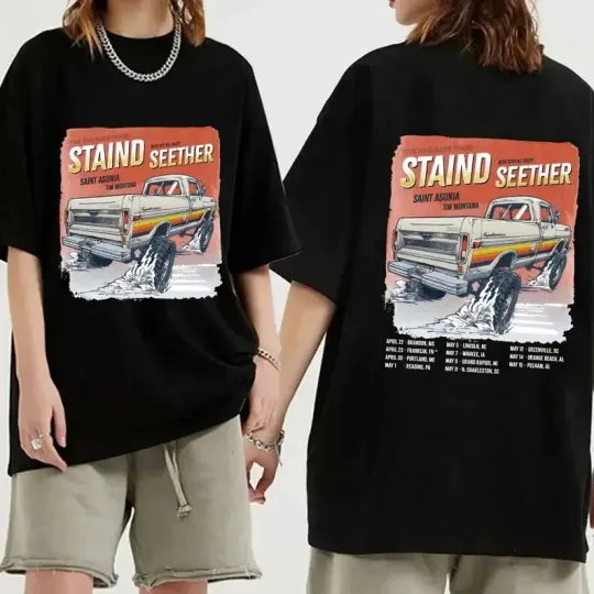 Discover Staind 2024 Tailgate Tour Black T-Shirt Gift Fans Music All Size