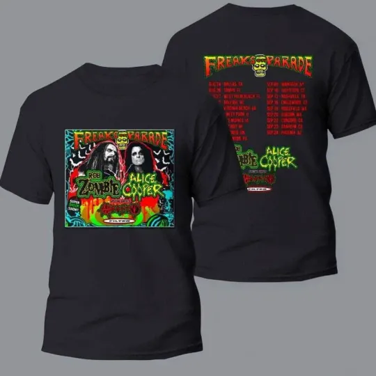 Discover Rob Zombie Freaks On Parade Tour 2024 T-Shirt with Alice Cooper Dates