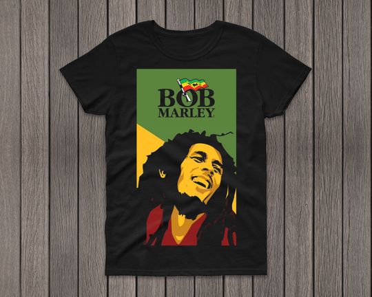 Discover Bob Marley Tshirt, Reggae, Multi Coloured Face, Jamaica