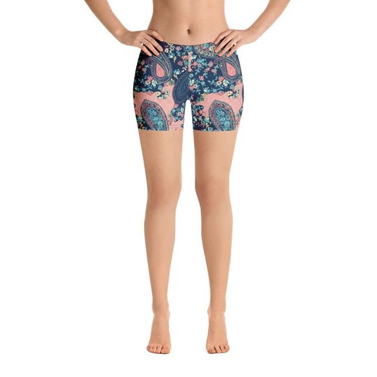 Discover Pink Blue Floral Paisley Women's Shorts