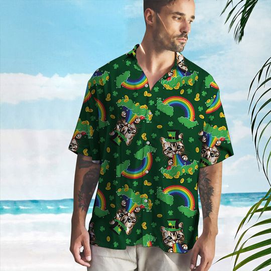 Discover Cat Hawaiian Shirt for Men, Women, Patrick's Day Aloha Shirt Summer Casual