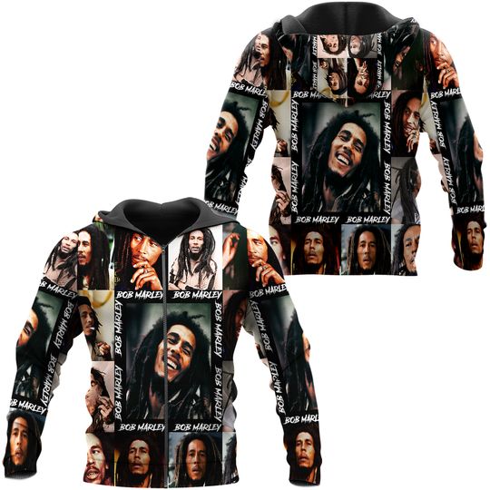 Discover Womens Bob Marley Rock and Roll Full-Zip Hoodie