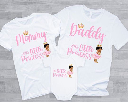 Discover Little Princess matching Family Shirts - pink gold princess birthday girl, baby shower shirts