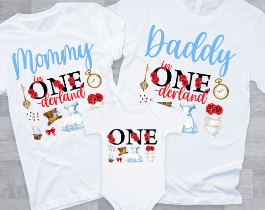 Discover Alice in ONEderland Birthday Family Shirts - tea party 1st birthday girl