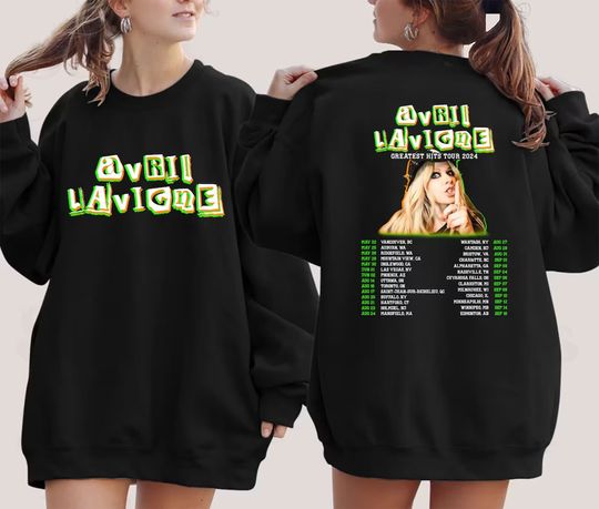 Discover Printed 2 Sides Avril Lavigne Greatest Hits Tour Music Shirt