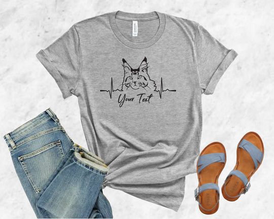 Discover Maine Coon Heartbeat Shirt - Maine Coon Mom Shirt - Cat Owner T-Shirt