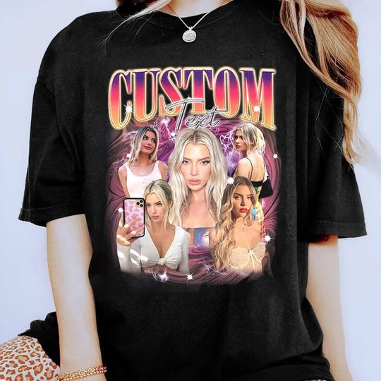 Discover 90s Vintage Personalized Bootleg Rap Tee, Custom Face Photo