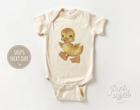 Discover Duckling Onesie - Vintage Bodysuit - Cute Natural Baby Onesie