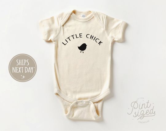 Discover Little Chick Onesie - Vintage Easter Bodysuit - Cute Natural Baby Onesie