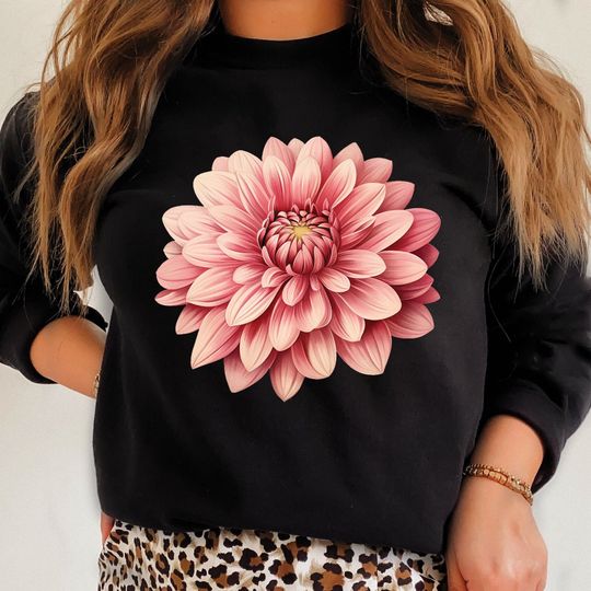 Discover Pink Dahlia Cottagecore Flower Sweatshirt