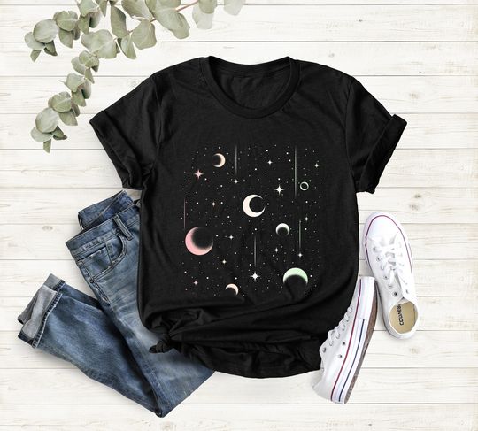 Discover Celestial Shirt, Moon Graphic T-Shirt, Moon Phase Astrology Astronomy T-Shirt