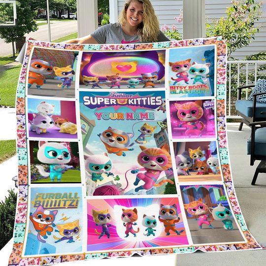 Discover Super Kitties Sherpa Blanket