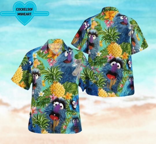 Discover Blue Animal Muppet Party Beach Aloha 3D Hawaiian Shirt