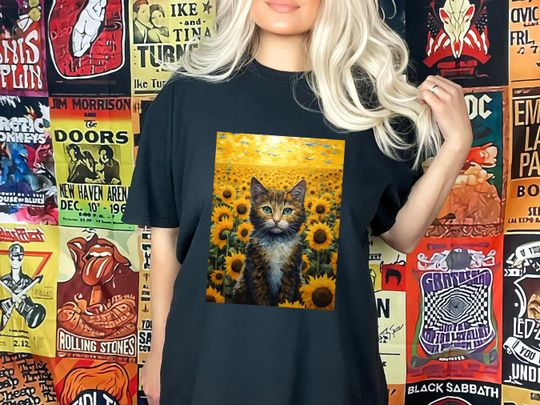 Discover Cat in the Sunflower Field Cat Mom Shirt Purr Shirt ,Sunflower Tshirt